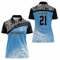 Botswana Cricket Custom Women Polo Shirt Baggy Blues Zebra Skins Pattern - Wonder Print Shop