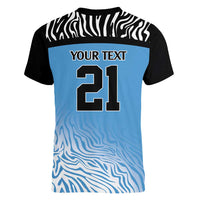 Botswana Cricket Custom Women V-Neck T-Shirt Baggy Blues Zebra Skins Pattern - Wonder Print Shop
