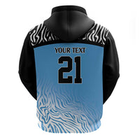 Botswana Cricket Custom Zip Hoodie Baggy Blues Zebra Skins Pattern - Wonder Print Shop