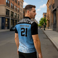 Botswana Cricket Custom Zipper Polo Shirt Baggy Blues Zebra Skins Pattern - Wonder Print Shop