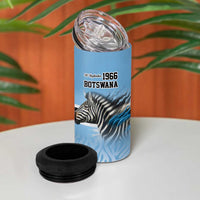 Botswana Independence Day 1966 4 in 1 Can Cooler Tumbler Tribal Zebra Skins Pattern - Wonder Print Shop