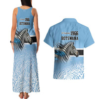 Botswana Independence Day 1966 Couples Matching Tank Maxi Dress and Hawaiian Shirt Tribal Zebra Skins Pattern - Wonder Print Shop