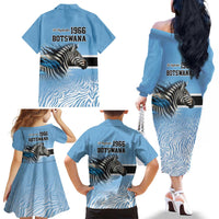 Botswana Independence Day 1966 Family Matching Off The Shoulder Long Sleeve Dress and Hawaiian Shirt Tribal Zebra Skins Pattern - Wonder Print Shop