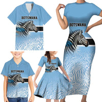 Botswana Independence Day 1966 Family Matching Short Sleeve Bodycon Dress and Hawaiian Shirt Tribal Zebra Skins Pattern - Wonder Print Shop