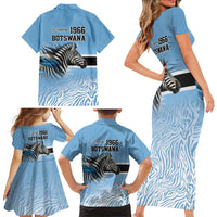 Botswana Independence Day 1966 Family Matching Short Sleeve Bodycon Dress and Hawaiian Shirt Tribal Zebra Skins Pattern - Wonder Print Shop
