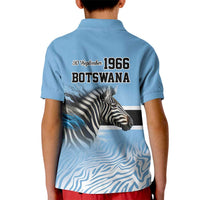 Botswana Independence Day 1966 Kid Polo Shirt Tribal Zebra Skins Pattern - Wonder Print Shop