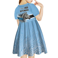 Botswana Independence Day 1966 Kid Short Sleeve Dress Tribal Zebra Skins Pattern - Wonder Print Shop