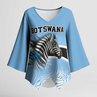 Botswana Independence Day 1966 Kimono Sleeve Blouse Tribal Zebra Skins Pattern - Wonder Print Shop