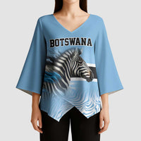 Botswana Independence Day 1966 Kimono Sleeve Blouse Tribal Zebra Skins Pattern - Wonder Print Shop