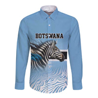 Botswana Independence Day 1966 Long Sleeve Button Shirt Tribal Zebra Skins Pattern - Wonder Print Shop