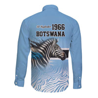 Botswana Independence Day 1966 Long Sleeve Button Shirt Tribal Zebra Skins Pattern - Wonder Print Shop