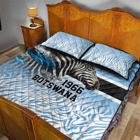 Botswana Independence Day 1966 Quilt Bed Set Tribal Zebra Skins Pattern - Wonder Print Shop