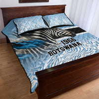 Botswana Independence Day 1966 Quilt Bed Set Tribal Zebra Skins Pattern - Wonder Print Shop