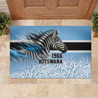 Botswana Independence Day 1966 Rubber Doormat Tribal Zebra Skins Pattern - Wonder Print Shop