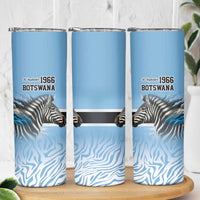Botswana Independence Day 1966 Skinny Tumbler Tribal Zebra Skins Pattern - Wonder Print Shop