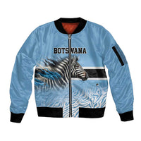 Botswana Independence Day 1966 Sleeve Zip Bomber Jacket Tribal Zebra Skins Pattern - Wonder Print Shop