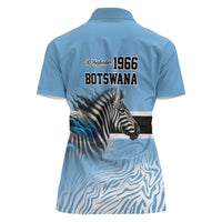 Botswana Independence Day 1966 Women Polo Shirt Tribal Zebra Skins Pattern - Wonder Print Shop