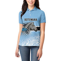 Botswana Independence Day 1966 Women Polo Shirt Tribal Zebra Skins Pattern - Wonder Print Shop