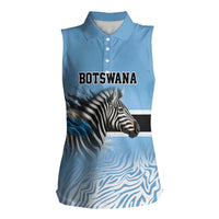 Botswana Independence Day 1966 Women Sleeveless Polo Shirt Tribal Zebra Skins Pattern - Wonder Print Shop
