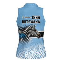Botswana Independence Day 1966 Women Sleeveless Polo Shirt Tribal Zebra Skins Pattern - Wonder Print Shop