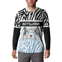 Botswana Personalized Button Sweatshirt Zebra Skins Pattern - Wonder Print Shop