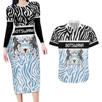 Botswana Personalized Couples Matching Long Sleeve Bodycon Dress and Hawaiian Shirt Zebra Skins Pattern - Wonder Print Shop