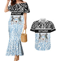 Botswana Personalized Couples Matching Mermaid Dress and Hawaiian Shirt Zebra Skins Pattern - Wonder Print Shop