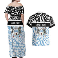 Botswana Personalized Couples Matching Off Shoulder Maxi Dress and Hawaiian Shirt Zebra Skins Pattern - Wonder Print Shop