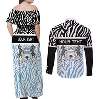 Botswana Personalized Couples Matching Off Shoulder Maxi Dress and Long Sleeve Button Shirt Zebra Skins Pattern - Wonder Print Shop