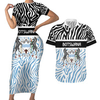 Botswana Personalized Couples Matching Short Sleeve Bodycon Dress and Hawaiian Shirt Zebra Skins Pattern - Wonder Print Shop