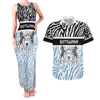 Botswana Personalized Couples Matching Tank Maxi Dress and Hawaiian Shirt Zebra Skins Pattern - Wonder Print Shop