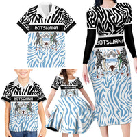 Botswana Personalized Family Matching Long Sleeve Bodycon Dress and Hawaiian Shirt Zebra Skins Pattern - Wonder Print Shop