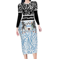Botswana Personalized Family Matching Long Sleeve Bodycon Dress and Hawaiian Shirt Zebra Skins Pattern - Wonder Print Shop
