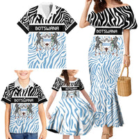 Botswana Personalized Family Matching Mermaid Dress and Hawaiian Shirt Zebra Skins Pattern - Wonder Print Shop