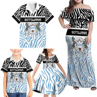 Botswana Personalized Family Matching Off Shoulder Maxi Dress and Hawaiian Shirt Zebra Skins Pattern - Wonder Print Shop