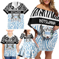 Botswana Personalized Family Matching Off Shoulder Short Dress and Hawaiian Shirt Zebra Skins Pattern - Wonder Print Shop