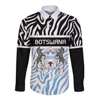 Botswana Personalized Long Sleeve Button Shirt Zebra Skins Pattern - Wonder Print Shop