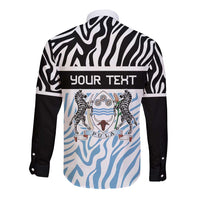 Botswana Personalized Long Sleeve Button Shirt Zebra Skins Pattern - Wonder Print Shop