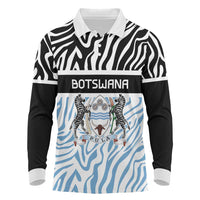 Botswana Personalized Long Sleeve Polo Shirt Zebra Skins Pattern - Wonder Print Shop