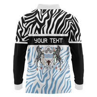 Botswana Personalized Long Sleeve Polo Shirt Zebra Skins Pattern - Wonder Print Shop