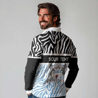 Botswana Personalized Long Sleeve Polo Shirt Zebra Skins Pattern - Wonder Print Shop