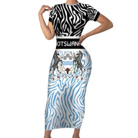 Botswana Personalized Short Sleeve Bodycon Dress Zebra Skins Pattern - Wonder Print Shop