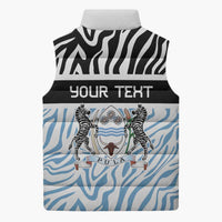 Botswana Personalized Sleeveless Puffer Jacket Zebra Skins Pattern - Wonder Print Shop