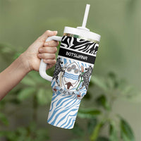 Botswana Personalized Tumbler With Handle Zebra Skins Pattern - Wonder Print Shop