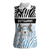 Botswana Personalized Women Sleeveless Polo Shirt Zebra Skins Pattern - Wonder Print Shop