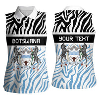 Botswana Personalized Women Sleeveless Polo Shirt Zebra Skins Pattern - Wonder Print Shop