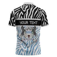 Botswana Personalized Zipper Polo Shirt Zebra Skins Pattern - Wonder Print Shop