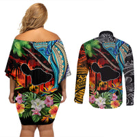 Hawaii Strong Maui Wildfire Couples Matching Off Shoulder Short Dress and Long Sleeve Button Shirts Pray For Lahaina Maui LT9 - Wonder Print Shop