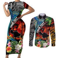 Personalised Hawaii Strong Maui Wildfire Couples Matching Short Sleeve Bodycon Dress and Long Sleeve Button Shirts Pray For Lahaina Maui LT9 - Wonder Print Shop