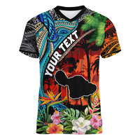 Personalised Hawaii Strong Maui Wildfire Women V Neck T Shirt Pray For Lahaina Maui - Wonder Print Shop